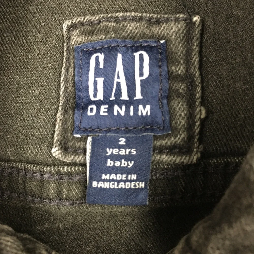 Girls Gap Stretch Puff Sleeve Jean Jacket Size 2 Black Casual Denim